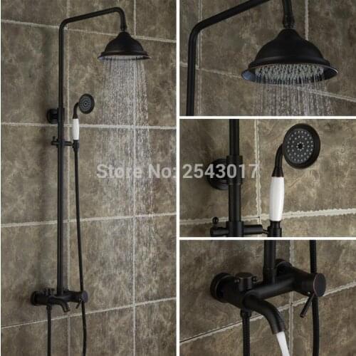 Bathroom Wall Shower Oil-Rubber Black Finish European Style Classic Rainfall Shower Set Free Shipping ZR56