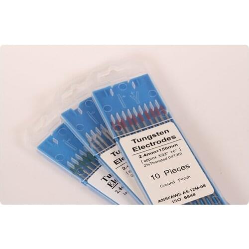 WT20 2% Red Tip/Gray Tip/ Green Tip 2.4*150mm Thorium Tungsten Electrode For Tig Welding Torch 10PCS