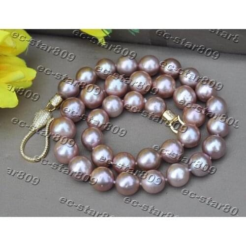 Z11403 A+ 17-32" 13mm Round Lavender Edison Keshi Pearl Necklace CZ