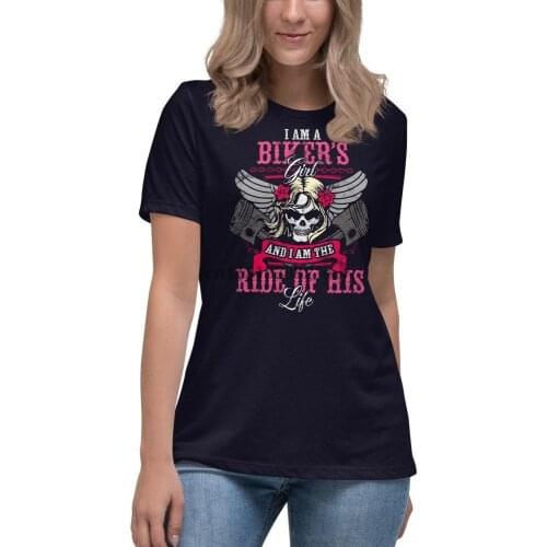 I Am a Bikers Girl I Am The Ride of His Life Womens Motorcycle T Shirt Sexy Biker Chick Biker Wife Bikers Girlfriend Biker Babe