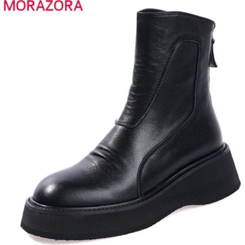 MORAZORA 2020 New arrival fashion women brand boots genuine leather black color ladies shoes autumn winter ankle boots