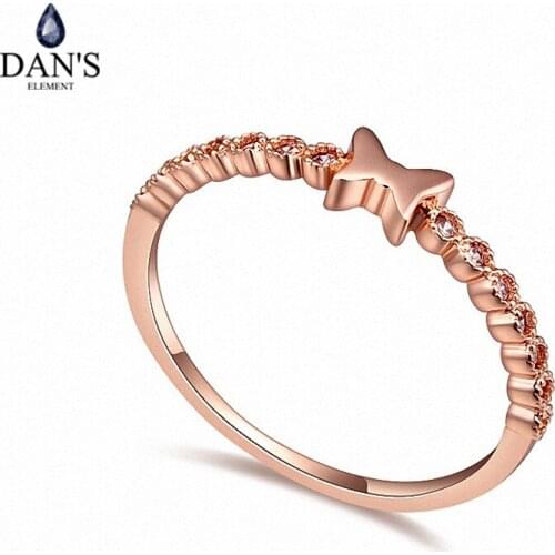 DANS Element Brand Real AAA Zirconia Micro Inlays Rose Gold Color Butterfly Ring Party For Women Valentine Gift 109047Rose