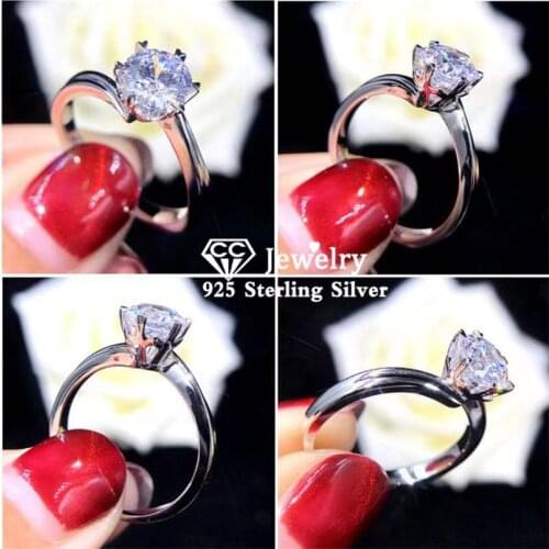 CC Snowflake Silver Rings For Women Cubic Zirconia1 Carat Diamant Wedding Engagement Ring Fine Jewelry Drop Shipping CC1645