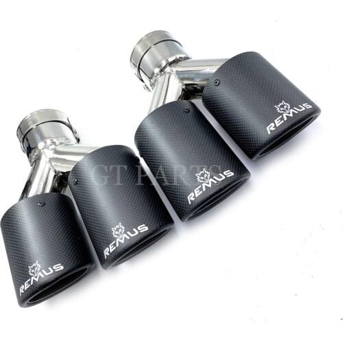 1 Pair Car Universal Dual Exhaust Pipes Curly Edge Remus Sport Matte Carbon Fiber Exhaust Muffler Tips for BMW AUDI GOLF MAZDA