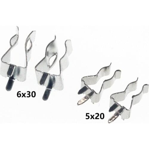 20Pcs 5*20mm 6*30mm The fuse clip Fuse holder Fuse clip 5X20MM Insurance header Copper clamp
