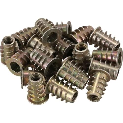 20 Pieces M6x 15Mm Hexagon Socket Screw Thread Insert Nut For Wood