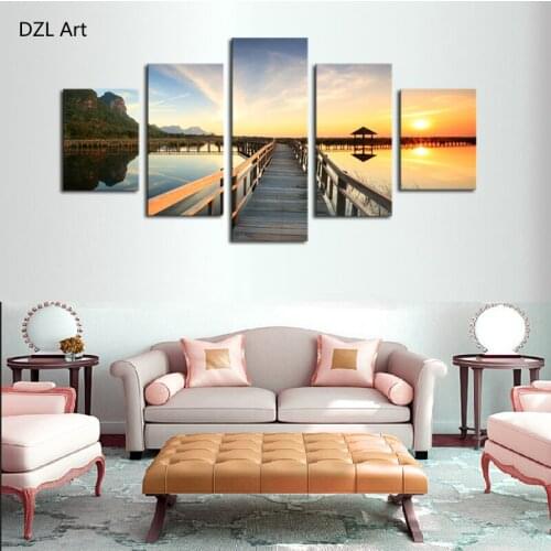 5 Panels(No Frame) Beautiful lake Picture Modern Wall Decor Print on Canvas Oil Painting Canvas Painting for Christmas Gift