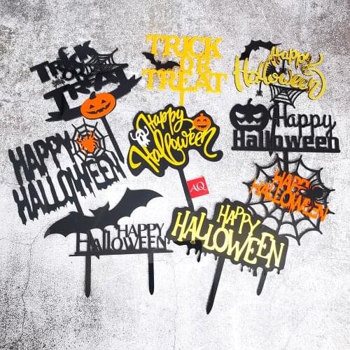 8Pcs Acrylic Halloween party decorations Cake Topper Pumpkin Spider Dessert Supplies Merry Christmas Cake Topper