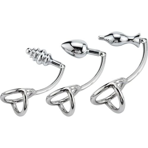 Butt Plug Male Underwear Penis Cock Ring with Anal Hook Erotic Panties Fetish Men Gay Panties Sex Toys for Men Stainless Steel
