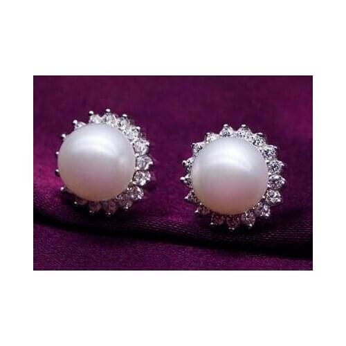 Free shipping>>>>noble jewelry gorgeous 10-11mm south sea white pearl earring 925s