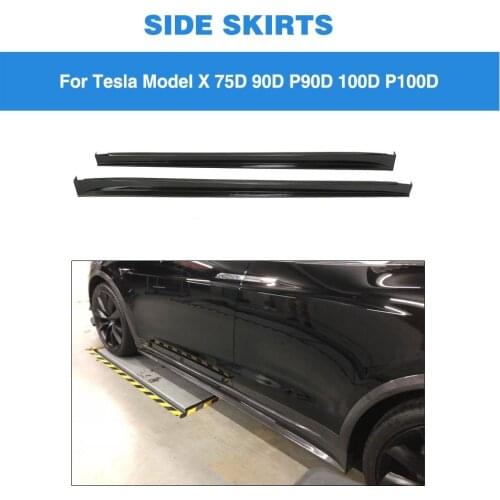 Carbon Fiber Side Skirts Extension Lips Aprons for Tesla Model X Sedan 4 Door P90D 90D P100D 75D 2016 2017 201