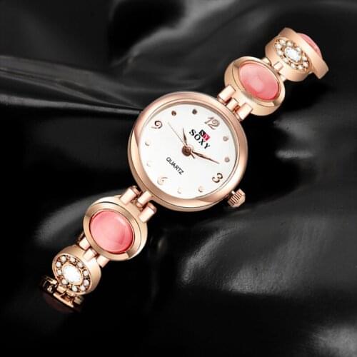 SOXY Brand Fashion Gold Bracelet Quartz Wristwatch Women Luxury Rhinestone Watches Full Steel Ladies Watch Hour Relogio Feminino