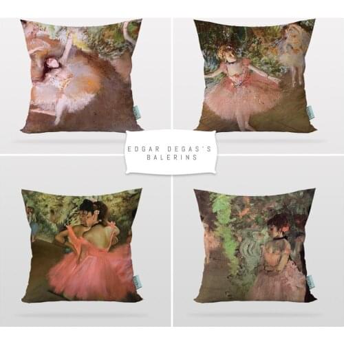 Cipcici Edgar Sagasin Ballerin 4 Pieces Pillow Case Set Art Decor Sofa Cushion Cover Printable Art Reversible 2 Side