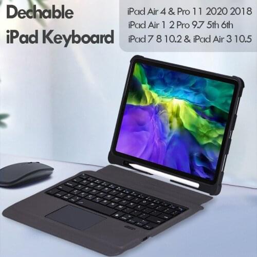 Dechable Magnetic Keyboard Case for iPad 7 8 10.2 2020 Pro 11 inch Backlit Keyboard and Mouse for iPad Air 3 10.5 Pro 10.5 Funda