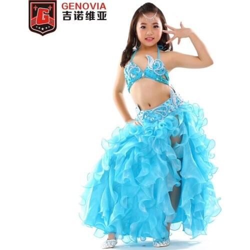 Kids Girls Belly Dance Costume (top,belt,skirt) 8 Colors