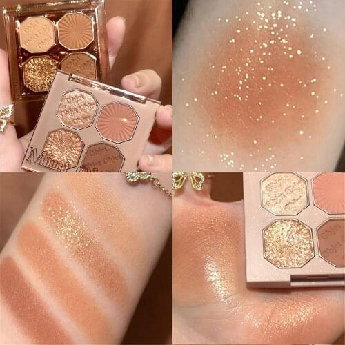 DIKALU New Arrival Charming Eyeshadow Bright Gemstone Four-color Eyeshadow Pearly Matte Earth Eyeshadow Palette Cosmetics