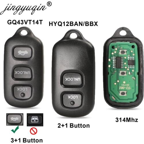 Remote Car Key fob 2/3 +1 Button for Toyota HYQ12BBX Highlander GQ43VT14T Camry Solara Corolla Sienna 2002 -2007 315mhz