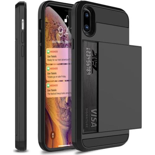 Hybrid Tough Case For iPhone 12 Pro Max Slider Card Holder Wallet Armor Cover for iPhne 11 Pro Max 12 Mini XS XR 7 8 Plus