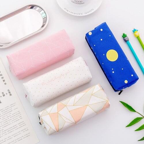 Canvas Square Student Pencil Case School Pencil Cases For Girl Stationery Canvas Pencil Bag School Supplies