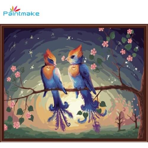 PAINTMAKE Animal DIY Paint By Numbers Colorful Birds Oil canvas Painting Home Room Decoration Paintings Art picture Drawing Kits
