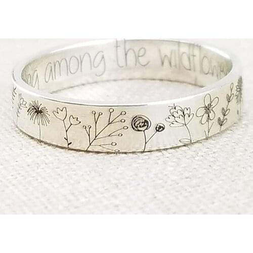 Vintage Simplicity Carved Flower Ring for Women Men Bohemian Delicate Wildflowers Floral Daisy Handmade Ring for Female Gift