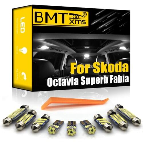 BMTxms For Skoda Octavia Superb Fabia MK1 MK2 MK3 1 2 3 Sedan Combi Canbus Vehicle LED Interior Map Dome Trunk Light Kit