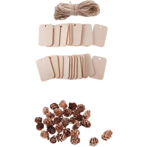 Pine Cones Natural& WoodenTags Wood Rectangle Embellishments Best Combination for Christmas Decor Wedding Parties