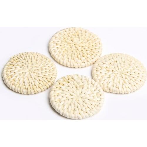 2-10 Pieces Round Rattan Natural Corn Straw Woven Craft Women Fashion Sen Earrings Pendant Handmade Braid For DIY Making Jewelry