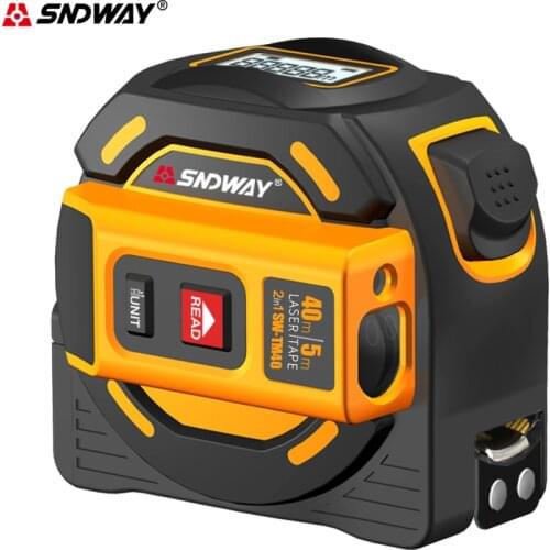 SNDWAY Laser Tape Measure 2 In 1 Laser Rangefinder 40m Roulette Digital Meter Retractable Tape 5m Range Finder Lazer Metro Ruler