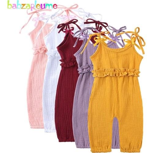 Summer Rompers Korean Toddler Outfits Newborn Baby Clothes Solid Cotton Cute Bow One Piece Jumpsuit Little Girls Clothing 1982-1
