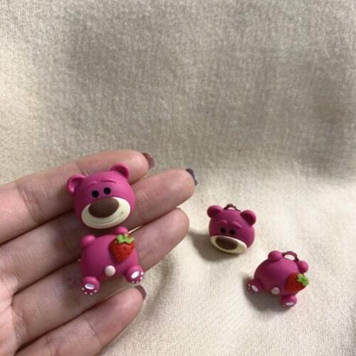 Cute Animal Earrings For Women 3D Cartoon Lovely Strawberry Bear Stud Earrings for Women Girls Clip On Earing Jewelry