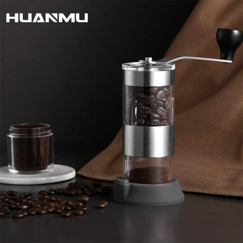 Silver Coffee Grinder Mini Stainless Steel Hand Manual Handmade Coffee Bean Burr Grinders Mill Kitchen Tool Grinders Easy Clean