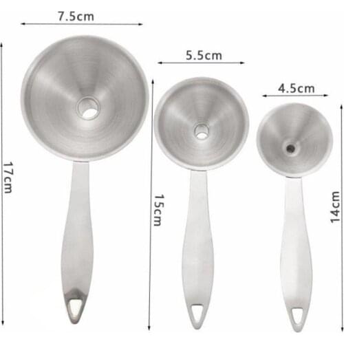 3pcs Multifunctional Stainless Steel Funnel Essentail Oil Water Spices Wine Flask Filter Funnel For Kitchen [2]
