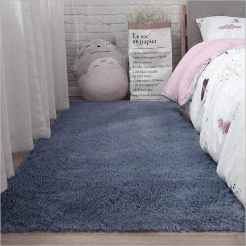 Shaggy Silkly Carpet Solid Color Fluffy Plush Area Rug Living Room Decor Sofa Foot Mat Bedroom Bedside Carpet Modern Area Rugs