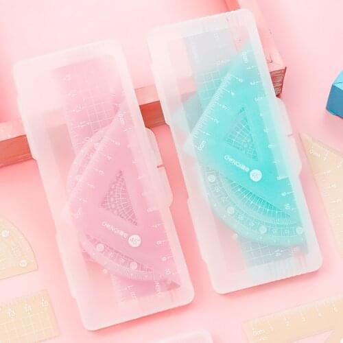Soft Ruler, Straightedge, Triangle Ruler, Four-piece Student Stationery School Supplies Cute Ruler