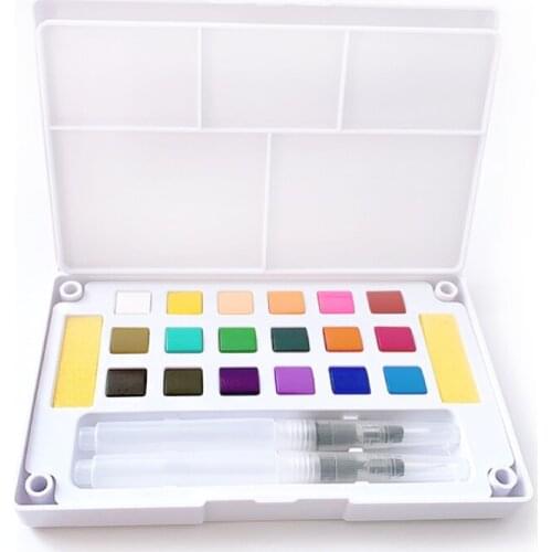 18/24/36 Watercolor Paints Set aquarela Portable Travel Solid Pigment With Water Color Brush Pen For Painting Art Supplies