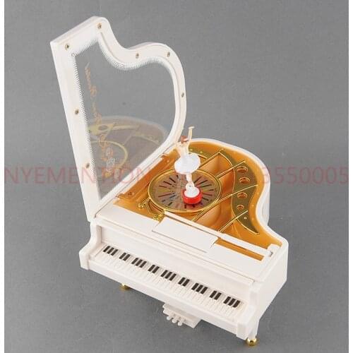 New Cute Lovely Dreamer White Piano Dancer Dancing Alice Ballet Girl Music Musical Box Toy Valentines Gift 20pcs