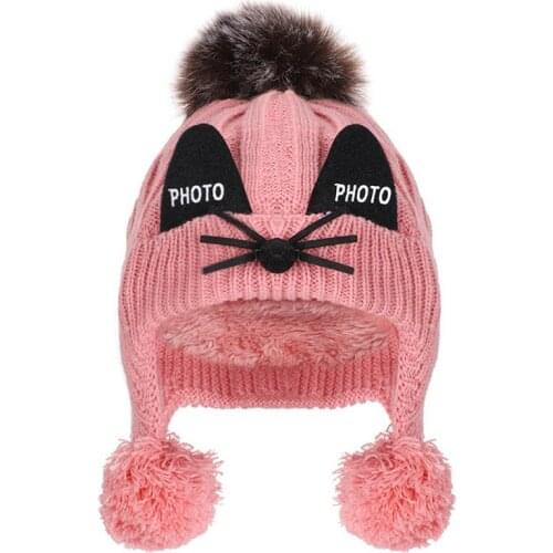 Autumn and winter new childrens warm ear protection hair ball knitted hat men and women baby outdoor curling hedging hat