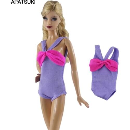 Purple Pink Bikini For Barbie Doll Clothes Swimwear One-Piece Swimsuit For Barbie Dollhouse 1/6 Dolls Accessories