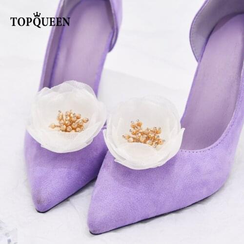 TOPQUEEN-AX26 2Pcs Beaded Flower Shoes Decorative High Heels Shoe Clamp Sandal Shoe Clamp Wedding shoe shoe clip