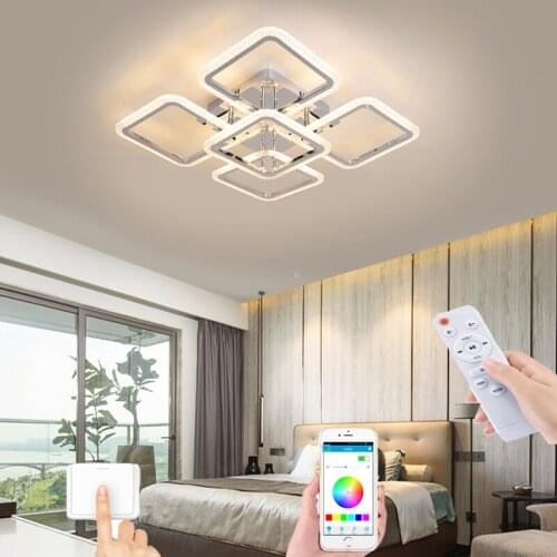 LED remote control lamp living room chandelier bedroom kitchen household modern ceiling lamp smart APP lighting fixture