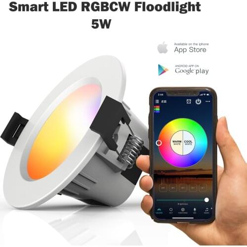 LED Downlight Blue Tooth Smart APP Dimming Round Spot Light 5W RGB Color Changing Warm Cool Light Work with Alexa Google Home