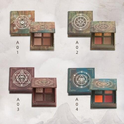 Toorune 4 Color Eyeshadow Pallete with Retro Hand Made Box Makeup Eye Glitter Beauty Glazed Creations for Girls High Cosmetics