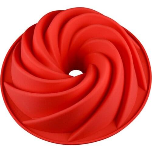 UPORS 9inch Silicone Cake Mold 3D Big Swirl Shape Chiffon Butter Cake Food Grade Silicone Mold Cake Decorating Moulds for Easter