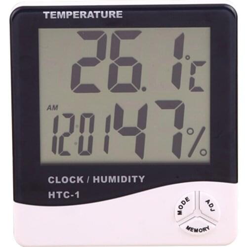 Indoor Electronic Thermometer LCD Large Screen Home Temperature Sensor Humidity Meter Stand Monitor with Alarm Clock