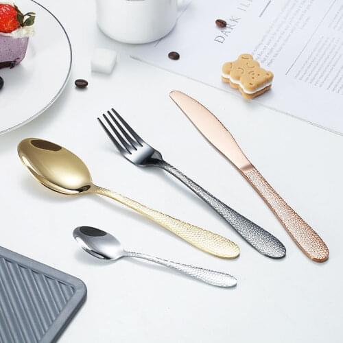 Western Tableware Fork Spoon Knife Cutlery Set Rose Gold Silverware Stainless Steel Portable Safe Flatware European Dinnerware
