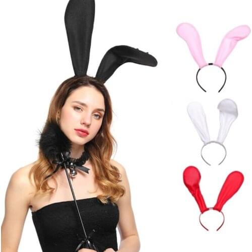 30CM Sexy Bunny Ears Multicolor White Red Black Pink Rabbit Ear Cute Headband for Women Carnival Party Cosplay Costume Props