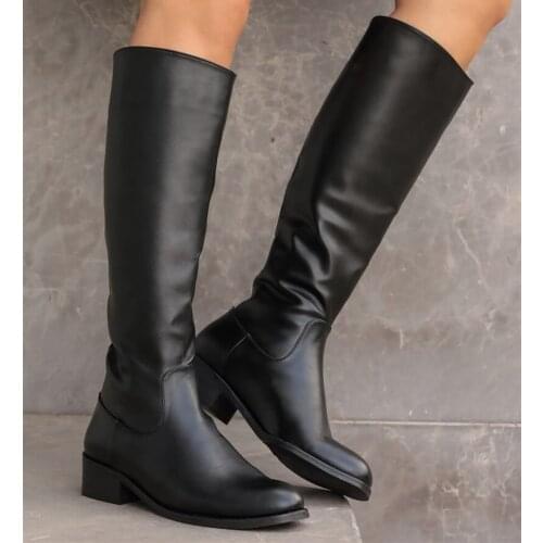 Mio Gusto Brand Vivien Black , Nude , and Brown Color High Quality 3Cm Low Heel Warm Winter Women 's Knee-high Boots , platform boots , women boots , goth , shoes for women 2020