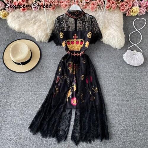Sexy Dress Y2k Vestido De Mujer Vintage Clothing Women Retro Lace Female Summer Korean Style Shirring Lace Printing O Neck