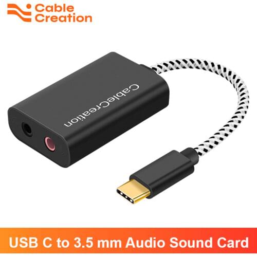 USB C Audio Adapter, CableCreation Type C External Stereo Sound Card with Headphone and Microphone Jack for Windows,Mac,Android